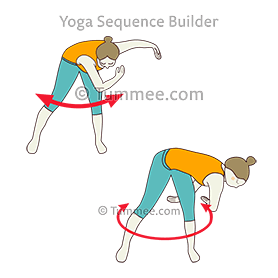 Half Wide Legged Forward Bend Pose Twist Flow (Ardha ...