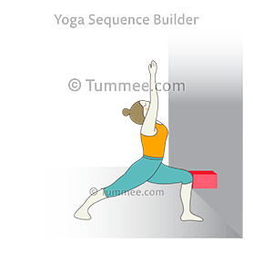 Warrior Pose I Block Between Knee And Wall Yoga Virabhadrasana I